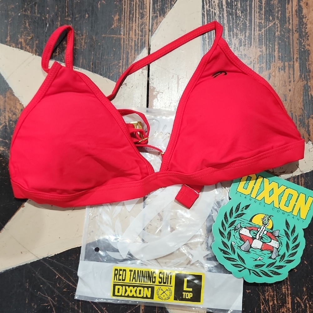 DIXXON Red BIKINI SWIMSUIT Top Women's Size L BRAND NEW!!